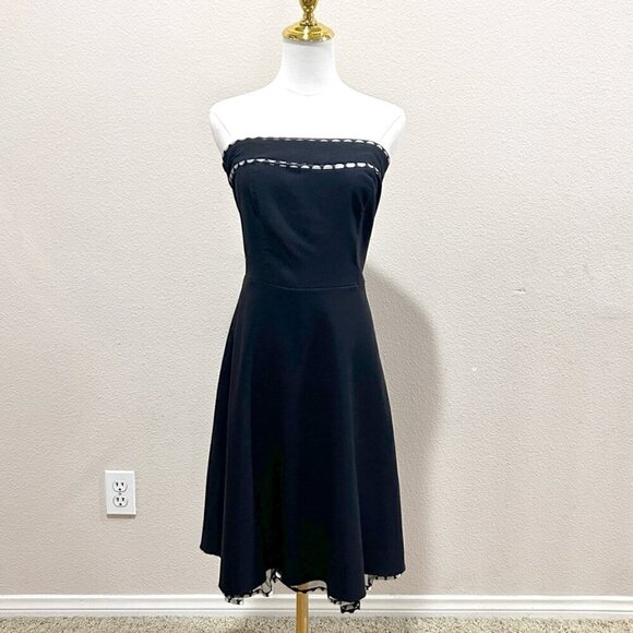 SPEECHLESS Nordstrom Strapless Black Retro Dress with Polka Dot Trim in Size 9 - Picture 1 of 7